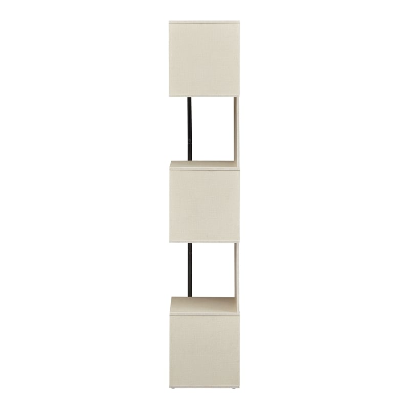 Furniture of America Cirion Modern Wood 5-Shelf Corner Bookcase in Cream Weave