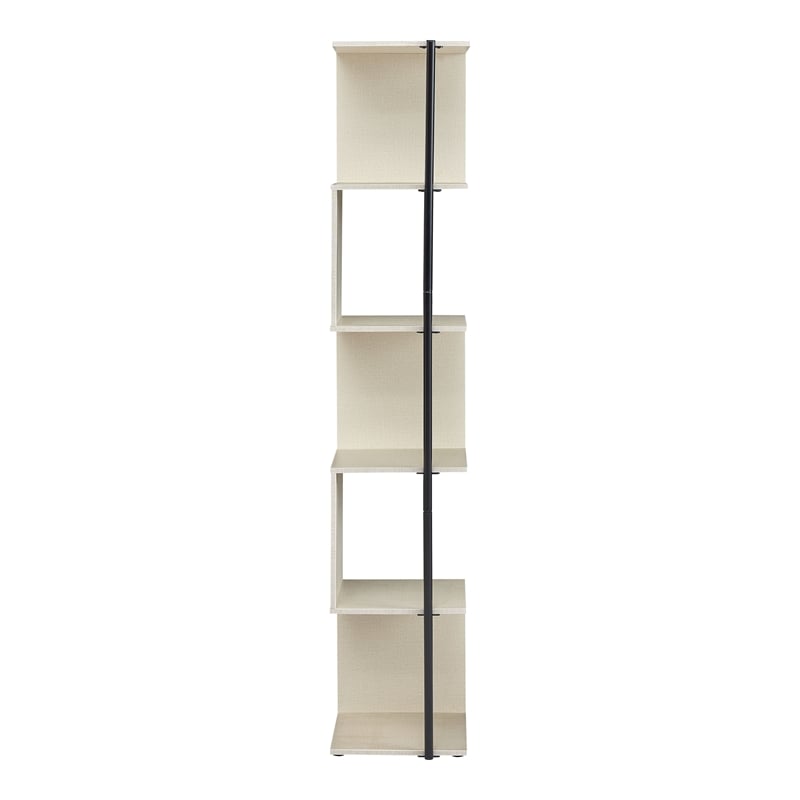 Furniture of America Cirion Modern Wood 5-Shelf Corner Bookcase in Cream Weave