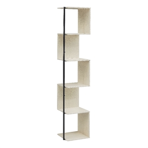 Furniture of America Cirion Modern Wood 5-Shelf Corner Bookcase in Cream Weave
