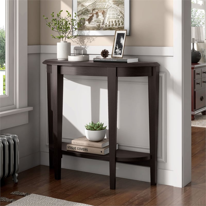 Furniture of America Eski Wood Console Table with Bottom Shelf in Red Cocoa