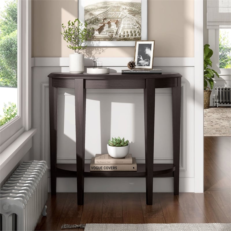 Furniture of America Eski Wood Console Table with Bottom Shelf in Red Cocoa