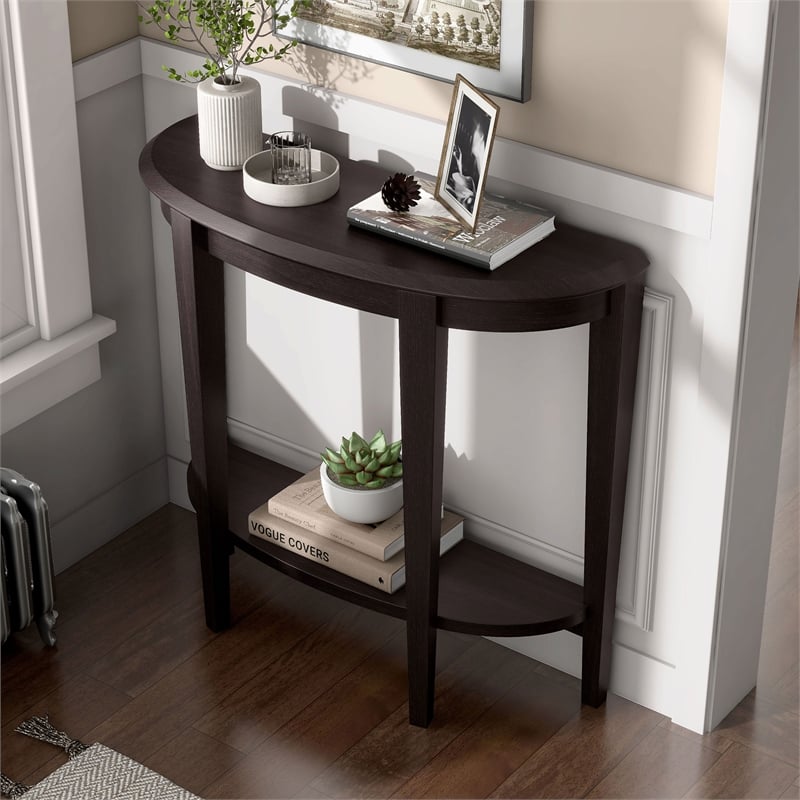 Furniture of America Eski Wood Console Table with Bottom Shelf in Red Cocoa