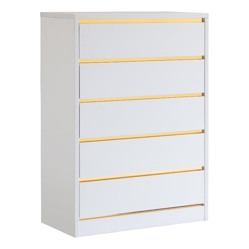 Furniture of America Kaol Modern Wood 5-Drawer Chest in White