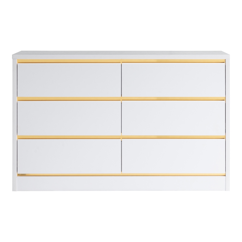 Furniture of America Verent Modern Wood 6-Drawer Dresser in White
