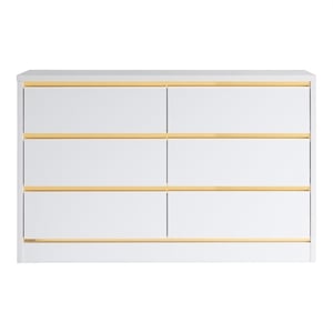 furniture of america verent modern wood 6-drawer dresser in white
