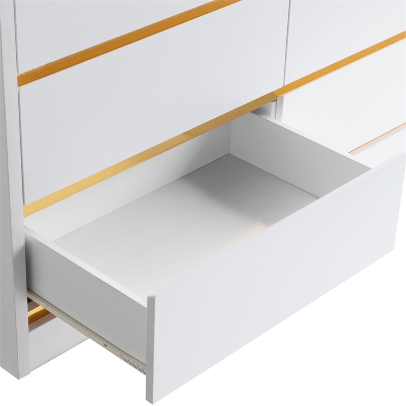 Furniture of America Verent Modern Wood 6-Drawer Dresser in White