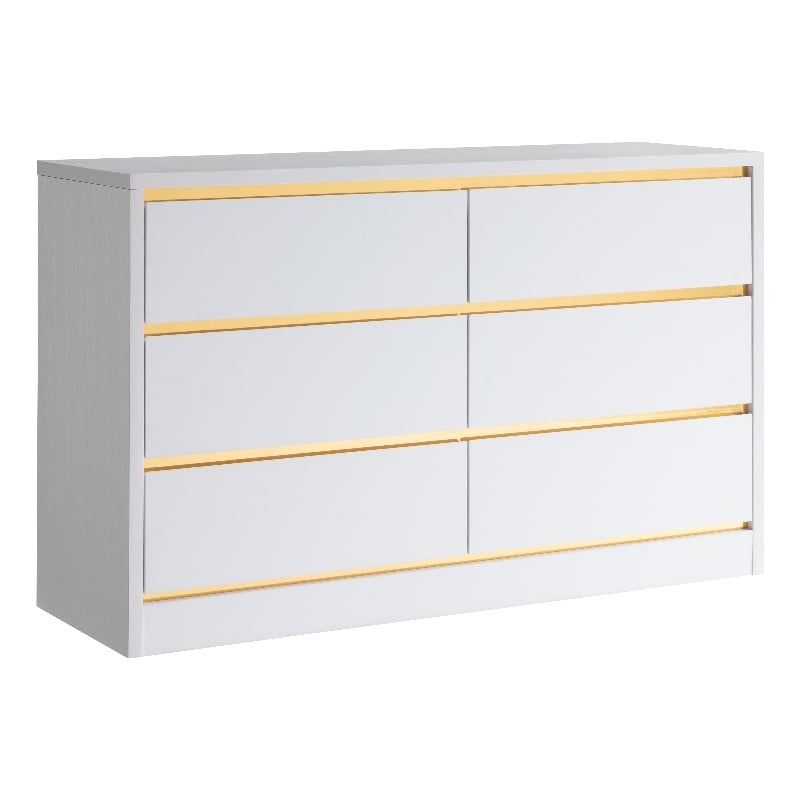 Furniture of America Verent Modern Wood 6-Drawer Dresser in White