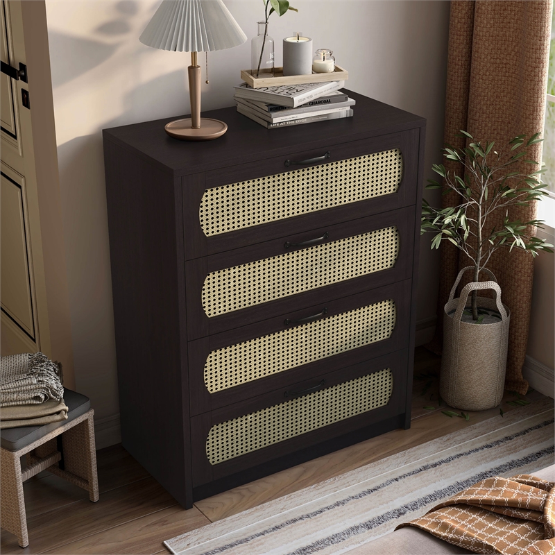 Furniture of America Oscule Transitional Wood 4-Drawer Chest in Espresso