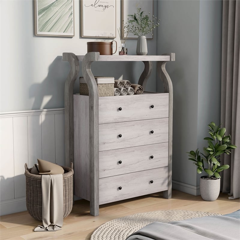 Furniture of America Ramas Farmhouse Wood 4-Drawer Chest in White