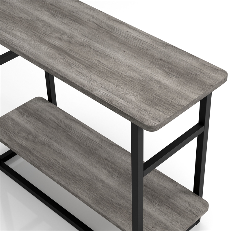 Furniture of America Froy Wood End Table with Shelf in Vintage Gray Oak