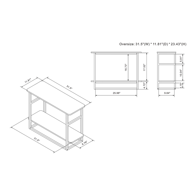 Furniture of America Froy Wood End Table with Shelf in Vintage Gray Oak
