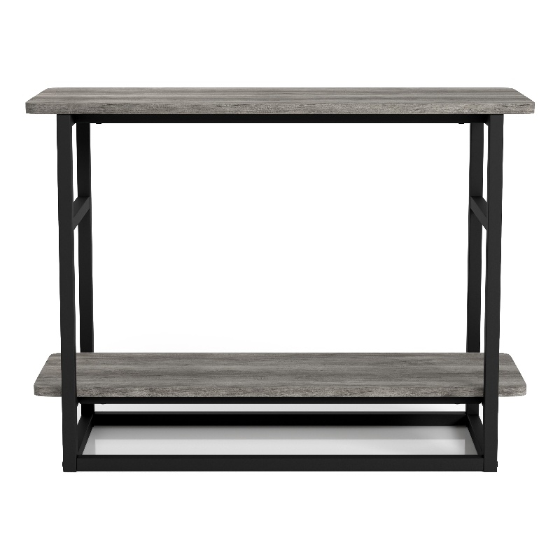Furniture of America Froy Wood End Table with Shelf in Vintage Gray Oak