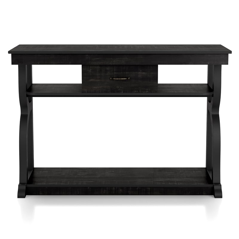 Furniture of America Seche Farmhouse Wood 1-Drawer Console Table in Black