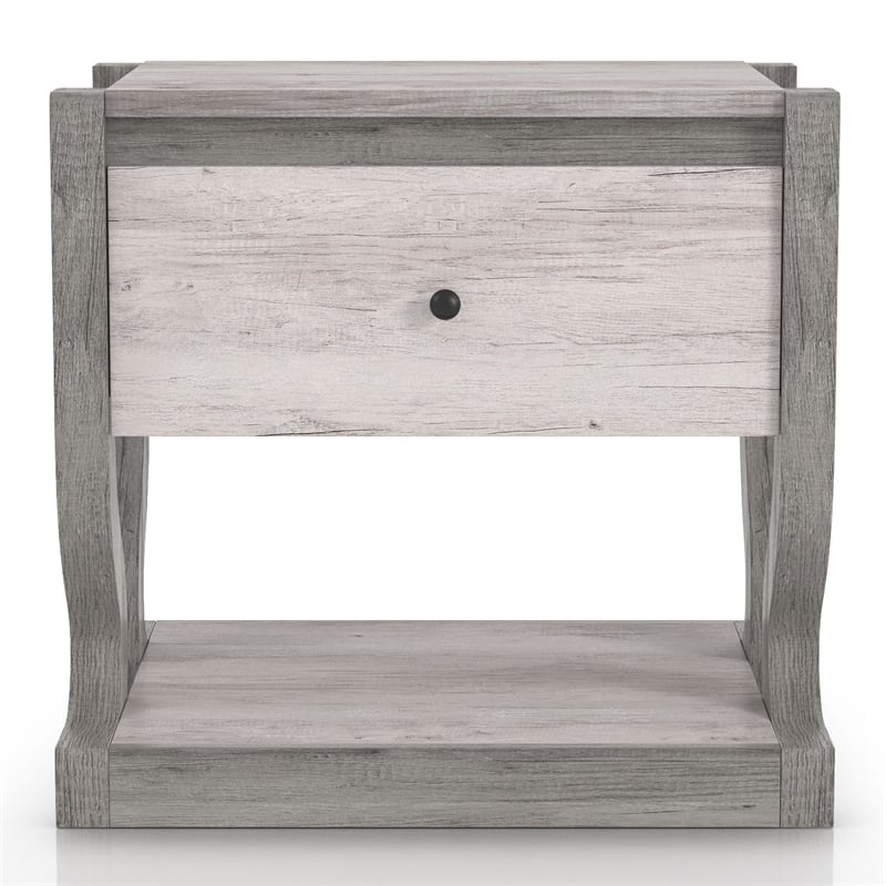 Furniture of America Tromb Wood 1-Drawer End Table with Shelf in White