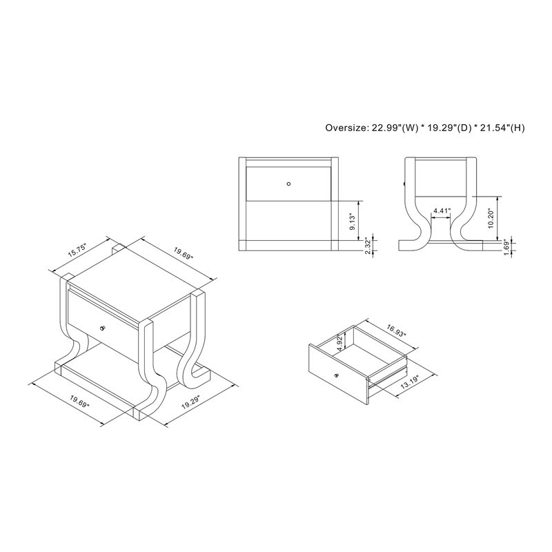 Furniture of America Tromb Wood 1-Drawer End Table with Shelf in White