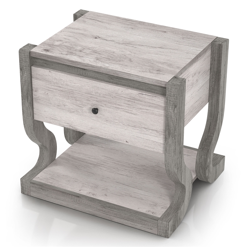 Furniture of America Tromb Wood 1-Drawer End Table with Shelf in White