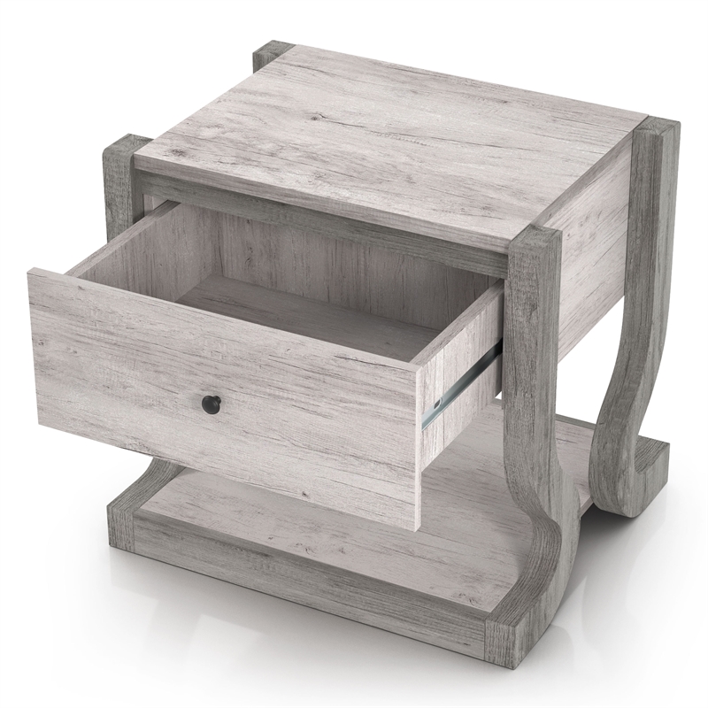 Furniture of America Tromb Wood 1-Drawer End Table with Shelf in White