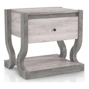 Furniture of America Tromb Wood 1-Drawer End Table with Shelf in White