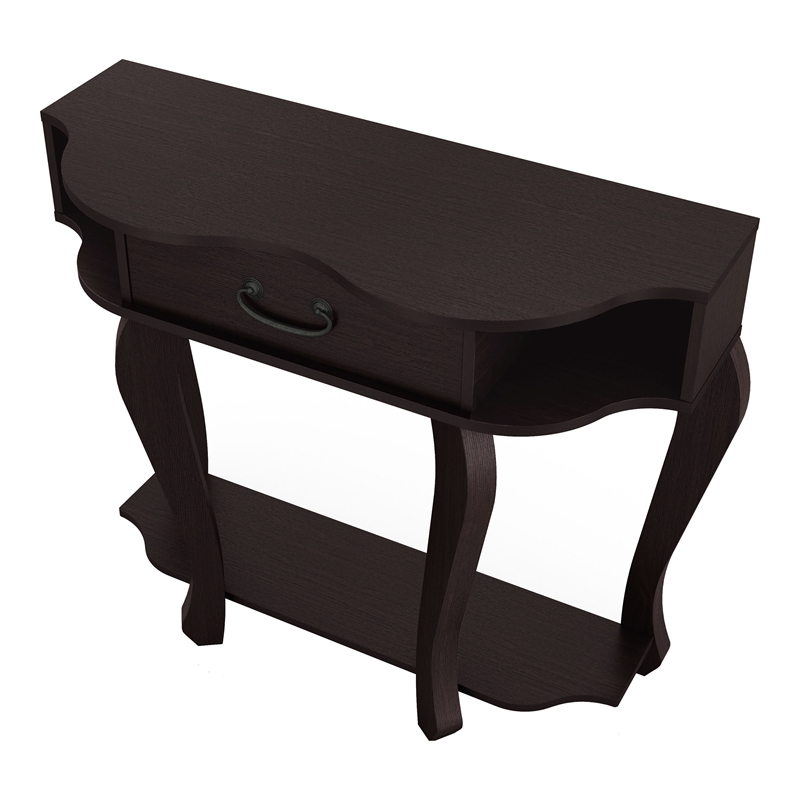 Furniture of America Jale Wood 1-Drawer Console Table with Shelf in Espresso