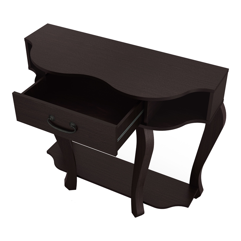 Furniture of America Jale Wood 1-Drawer Console Table with Shelf in Espresso