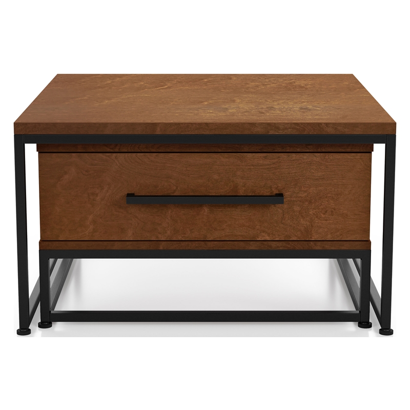 Furniture of America Noote Wood 2-Piece Nesting Tables Set with Drawer in Brown