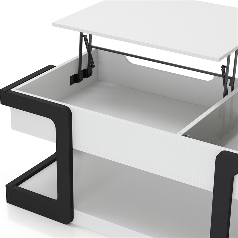 Furniture of America Jarsk Wood Lift-Top Storage Coffee Table in White