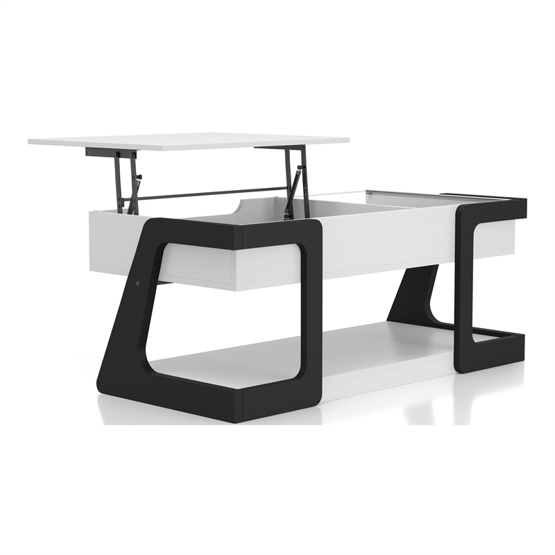 Furniture of America Jarsk Wood Lift-Top Storage Coffee Table in White