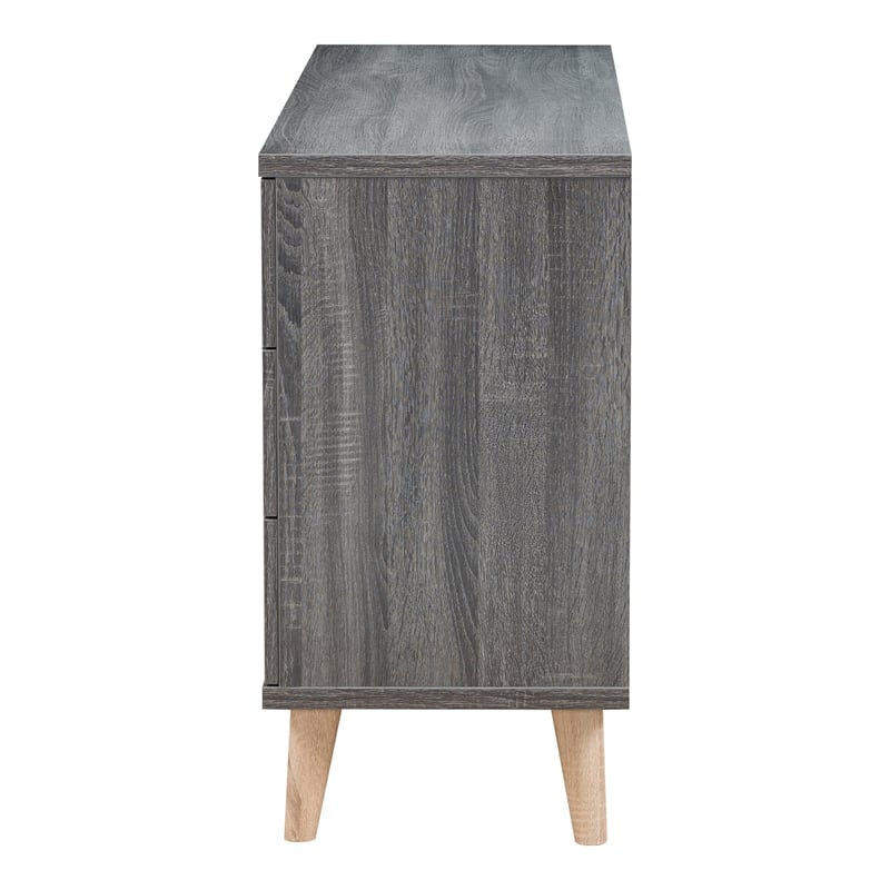 Furniture of America Pives Mid-Century Modern Wood 6-Drawer Dresser in Dark Gray