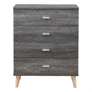 Furniture of America Pives Mid-Century Modern Wood 4-Drawer Chest in Dark Gray