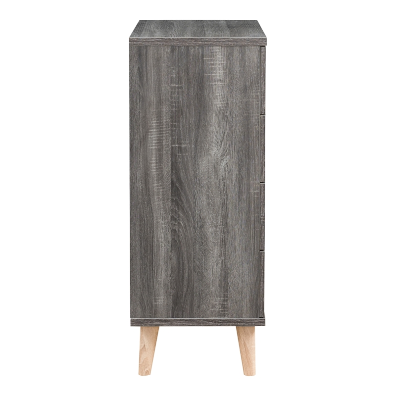 Furniture of America Pives Mid-Century Modern Wood 4-Drawer Chest in Dark Gray