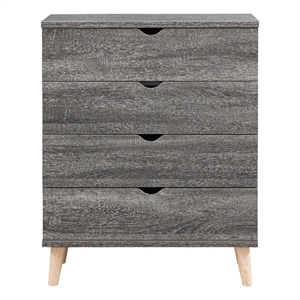 Furniture of America Pives Mid-Century Modern Wood 4-Drawer Chest in Dark Gray