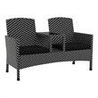 Furniture of America Azur Rattan 2-Piece Loveseat and Trash Can Set in Black