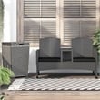 Furniture of America Azur Rattan 2-Piece Loveseat and Trash Can Set in Black