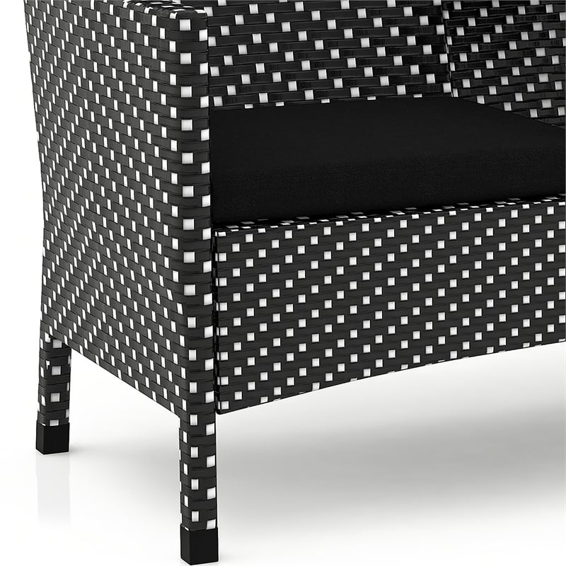 Furniture of America Azur Rattan 2-Piece Loveseat and Trash Can Set in Black