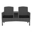 Furniture of America Azur Rattan 2-Piece Loveseat and Trash Can Set in Black