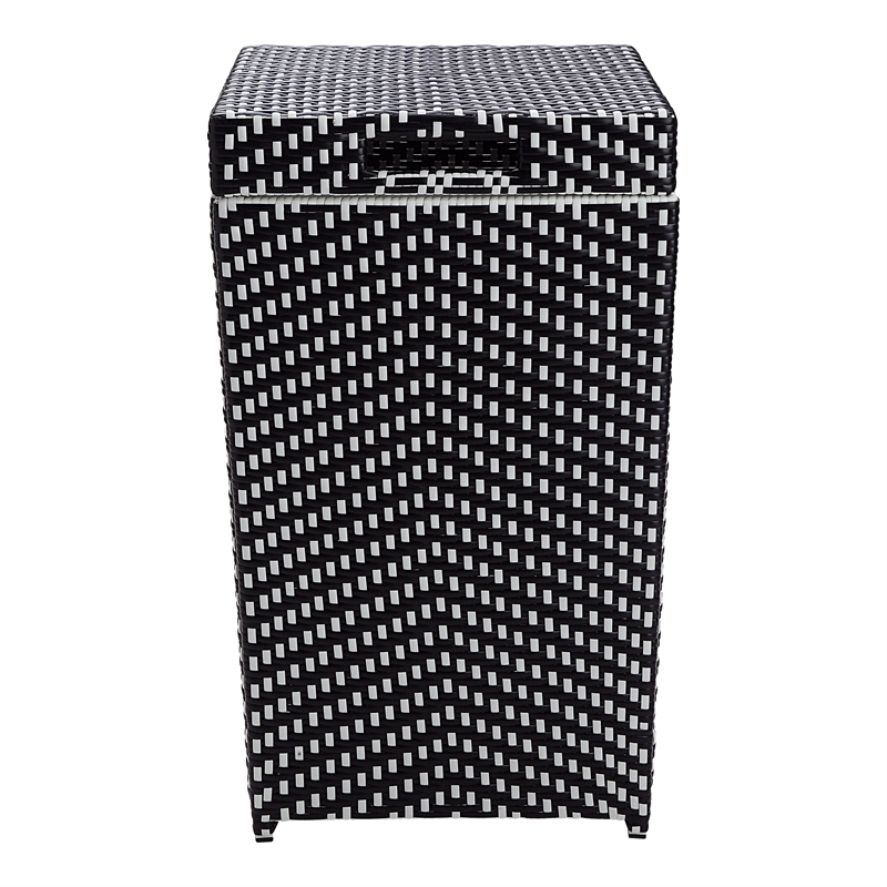 Furniture of America Azur Rattan 2-Piece Loveseat and Trash Can Set in Black