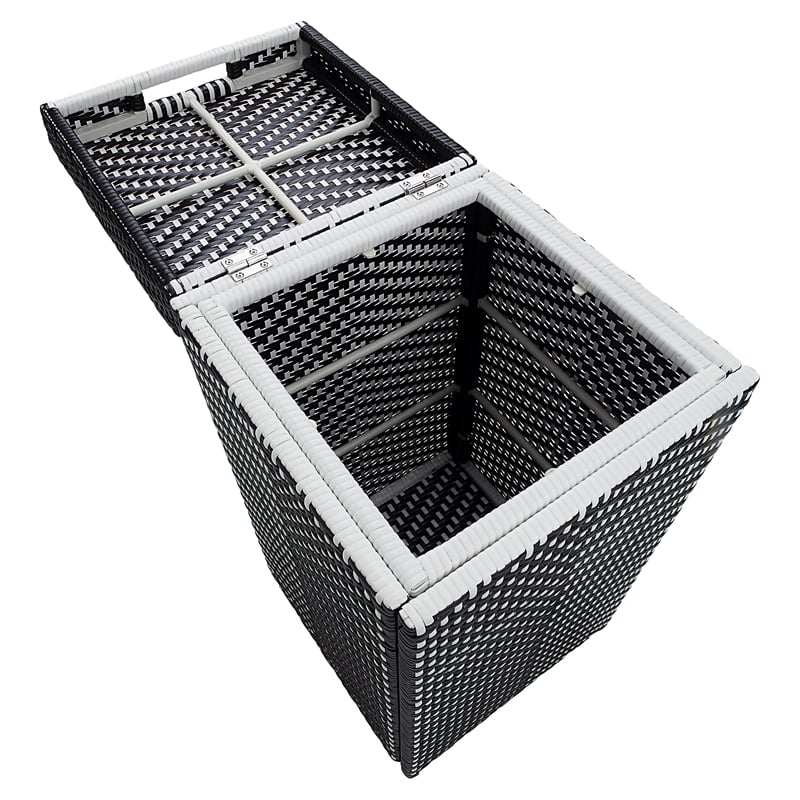 Furniture of America Azur Rattan 2-Piece Loveseat and Trash Can Set in Black