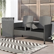 Furniture of America Azur Rattan 2-Piece Loveseat and Trash Can Set in Black