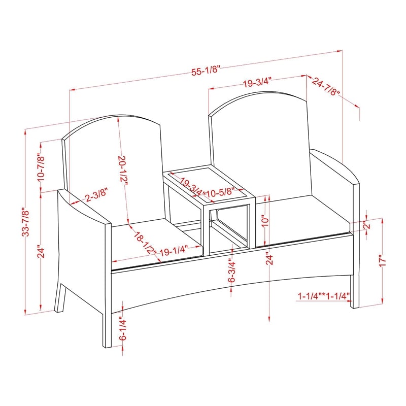 Furniture of America Azur Rattan 2-Piece Loveseat and Trash Can Set in Gray