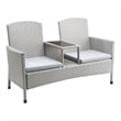 Furniture of America Azur Rattan 2-Piece Loveseat and Trash Can Set in Gray