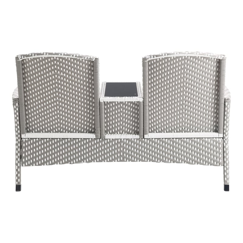 Furniture of America Azur Rattan 2-Piece Loveseat and Trash Can Set in Gray