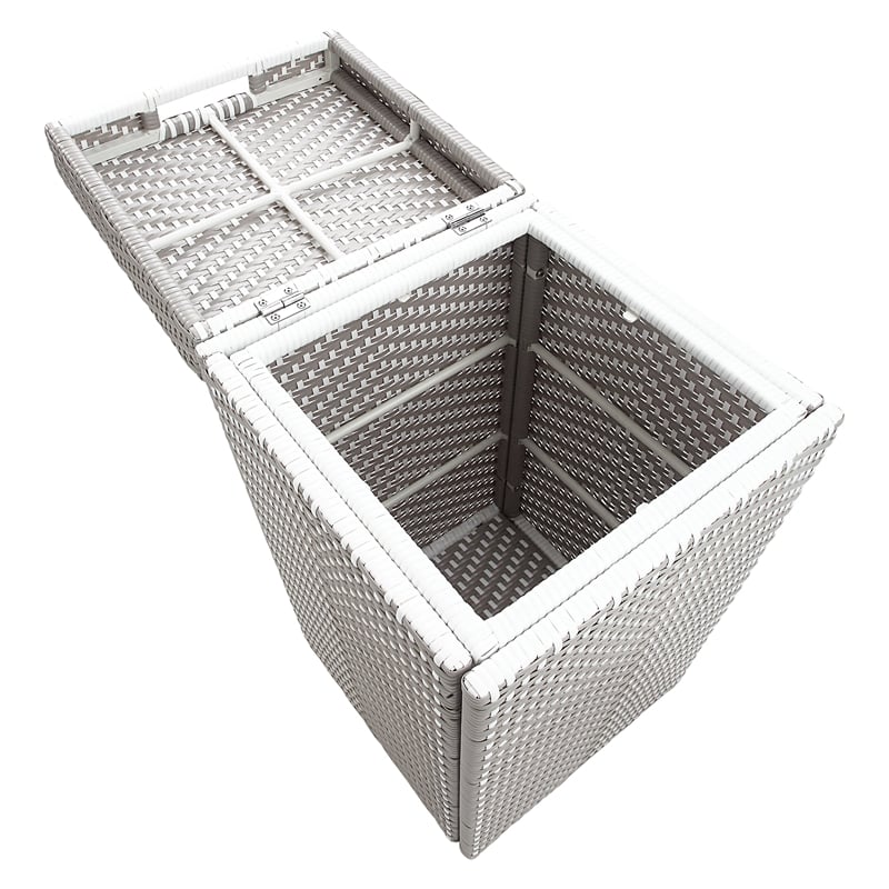 Furniture of America Azur Rattan 2-Piece Loveseat and Trash Can Set in Gray