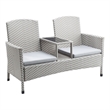 Furniture of America Azur Rattan 2-Piece Loveseat and Storage Bench Set in Gray