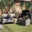 Furniture of America Azur Rattan 2-Piece Loveseat and Storage Bench Set in Gray