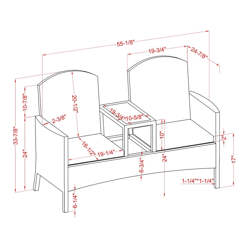 Furniture of America Azur Rattan 2-Piece Loveseat and Storage Bench Set in Gray