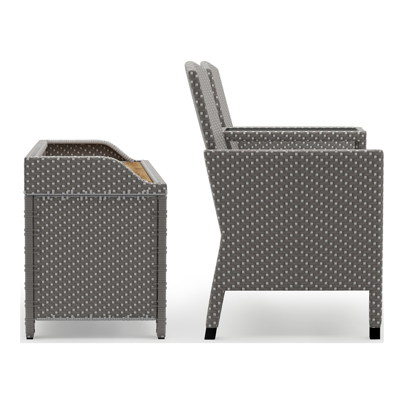 Furniture of America Azur Rattan 2-Piece Loveseat and Storage Bench Set in Gray