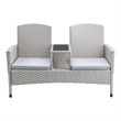 Furniture of America Azur Rattan 2-Piece Loveseat and Storage Bench Set in Gray