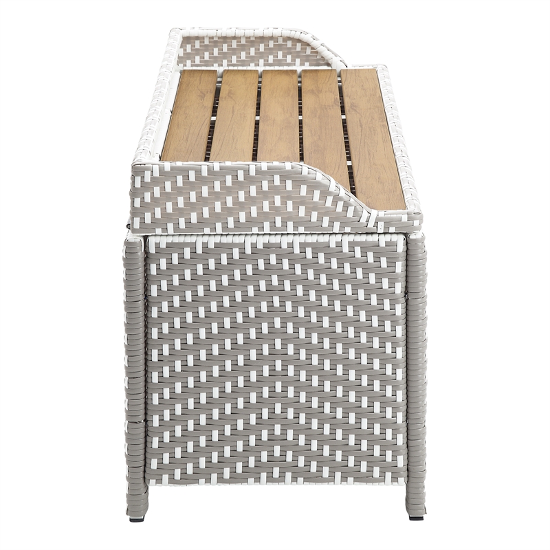 Furniture of America Azur Rattan 2-Piece Loveseat and Storage Bench Set in Gray