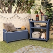 Furniture of America Azur Rattan 2pc Storage Bench and Serving Cart Set in Navy