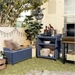 Furniture of America Azur Rattan 2pc Storage Bench and Serving Cart Set in Navy